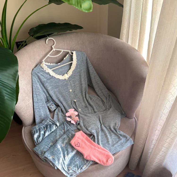 بيجامة 3 قطع قطني مع بنطرون قديفة