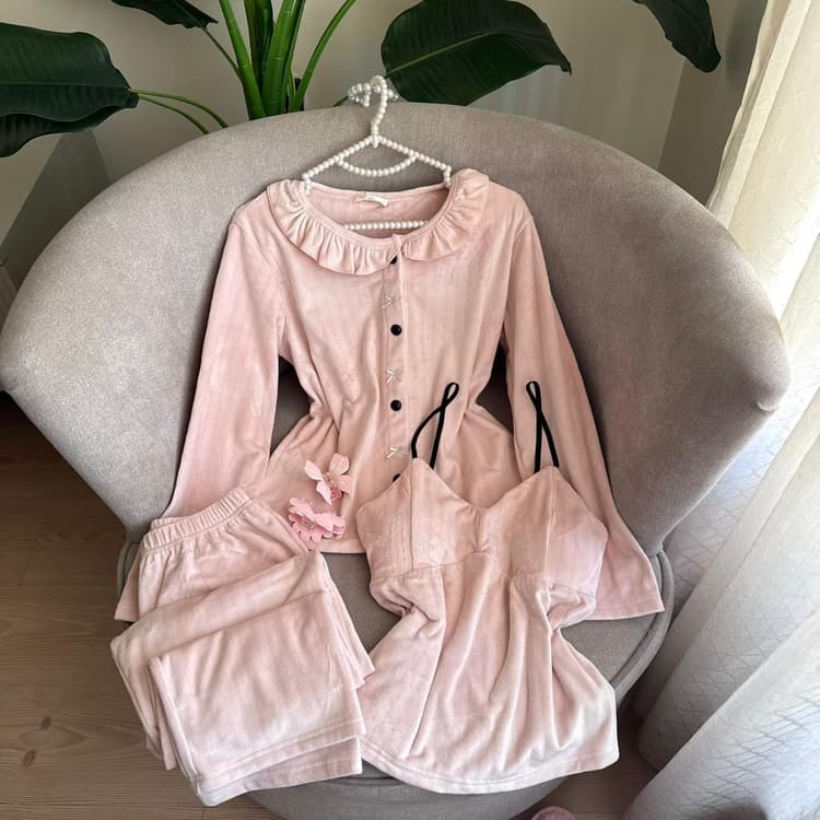 بيجامة وردي فنتج 3 قطع